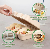 Portatacos Biodegradabile Personalizzato per Asporto, Contenitore Monouso per 3 Tacos, Scatola per Alimenti, Confezioni per Taco