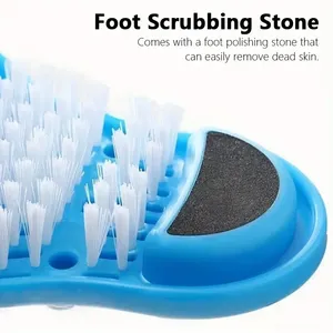 1PC Zenidoo - Cepillo Exfoliante y Masajeador de Pies para Ducha, Montado en la Pared, de Plástico Duradero y Ecológico, Antideslizante - Product Image 2