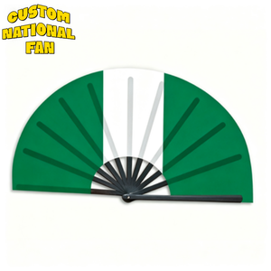 Éventails pliables portables en gros du Nigeria avec motifs drapeau national, options de logo personnalisé durables pour les compétitions sportives - Product Image 1