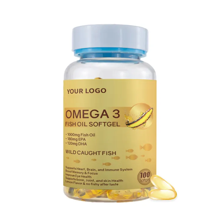 OEM ODM Suplementos Aceite de pescado Softgel Vegano Omega-3 500mg 1000mg Aceite de pescado Omega 3 Cápsula