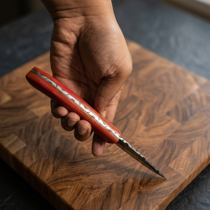 Couteau de chasse/camping artisanal en acier Damas de qualité industrielle, manche en bois, pointe droite, 23 cm, haute qualité, garantie 3 ans - Product Image 4