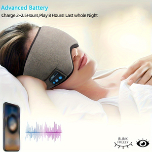 Masker Mata tidur Bluetooth nirkabel, headphone lembut nyaman untuk meditasi perjalanan susah tidur - Product Image 5