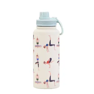 Горячая распродажа, 1000 мл, индивидуальная универсальная УФ-печать, утепленная Спортивная бутылка для воды с крышкой с ручкой, 32 унции