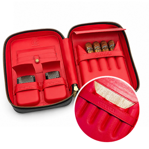 Étui de voyage en cuir GUEVARA pour cigares, capacité de 5 cigares, étui humidor avec porte-briquet et coupe-cigares, organisateur de cigares portable, cadeau - Product Image 4
