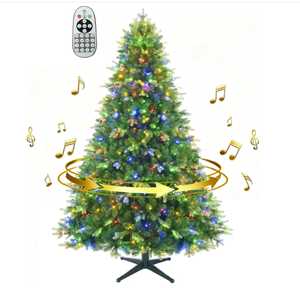 Árbol de <span class=keywords><strong>Navidad</strong></span> Artificial Preiluminado de 6.5 pies <span class=keywords><strong>con</strong></span> Música, 340 <span class=keywords><strong>Luces</strong></span> <span class=keywords><strong>LED</strong></span>, Puntas de Ramas de PVC Mixtas de PE, Base Giratoria <span class=keywords><strong>con</strong></span> Control Remoto - Product Image 1