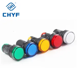 Luz indicadora de plástico de AD16-22, Panel LED de 6V, 12V, 24V, 110V y 220V, lámparas piloto redondas, Rojas, verdes, azules, blancas y amarillas, 22mm