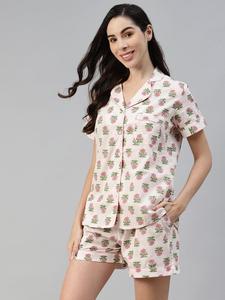 Ensemble de pyjama en coton floral de haute qualité, imprimé à la main, vêtements de nuit pour femmes, vêtements de nuit de couleur unie, prix de gros disponible - Product Image 3