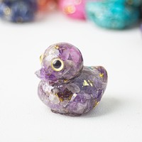 Figurine de canard en résine avec pierres synthétiques en cristal naturel, pierre de méditation artisanale pour la décoration intérieure, 1 pièce