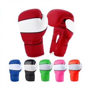 Gants de boxe unisexes en PU, fermeture Velcro, rouge, blanc, bleu, noir, vert, rose, orange, 12 oz, pour l'entraînement de boxe - Product Image 2