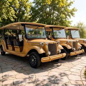 Voiture de golf électrique vintage blanche, véhicule de tourisme classique, batterie au lithium 5KW, 3-4 places pour usage commercial en hôtel-resort - Product Image 1