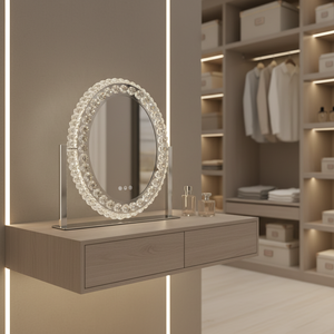 Oval Desktop Led Crystal <b>Makeup</b> <b>Mirror</b> <b>with</b> Frame - Product Image 1