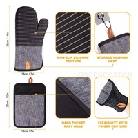 Sarung Tangan Oven Warna Solid dengan Logo Kustom, Tahan Suhu Tinggi, Anti Panas, Anti Selip untuk Memanggang