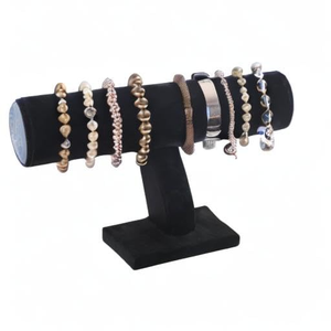 Support de Présentation de Bijoux en Métal Personnalisé pour Usine, Présentoir à Bracelets en Microfibre Grise, Support Cylindrique pour Montres avec Base en Ciment, Présentoir à Joncs - Product Image 4