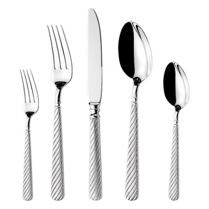 Ensemble de couteaux et fourchettes à steak haut de gamme en acier inoxydable 304, design moderne et minimaliste, finition miroir, avec corde en chanvre, pour le marché international - Product Image 1