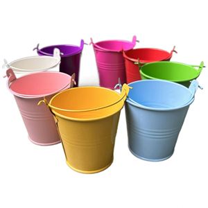 Medium Size Candy Color Mini Iron <b>Bucket</b> for Home Decoration Storage Painting <b>Bucket</b> Pastoral Style Desktop Gift 75mm Height - Product Image 1
