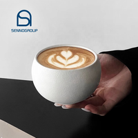 Tasses à café de brassage d'oeufs en porcelaine givrée blanche solide tasses à latte sans poignée épaissies avec plateau