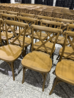 Classical Farm Style Catering Adult Durable Party Events Wedding Crossback Wooden Look Stacking Resin Cross Back Chair