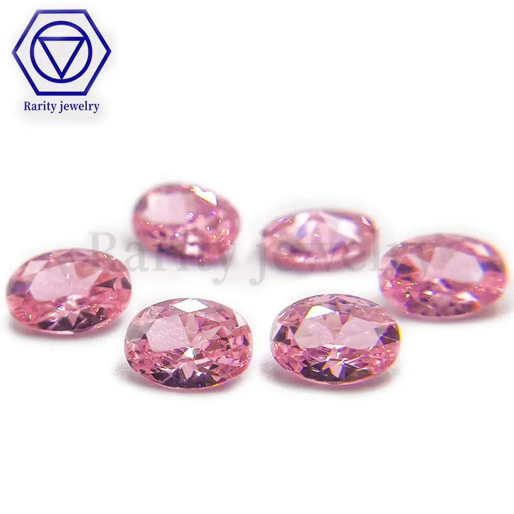 Raridade Alta Qualidade Forma Oval Sintético Zircão Solto Gemstone Cor Rosa Cubic Zirconia Charme para Fazer Jóias