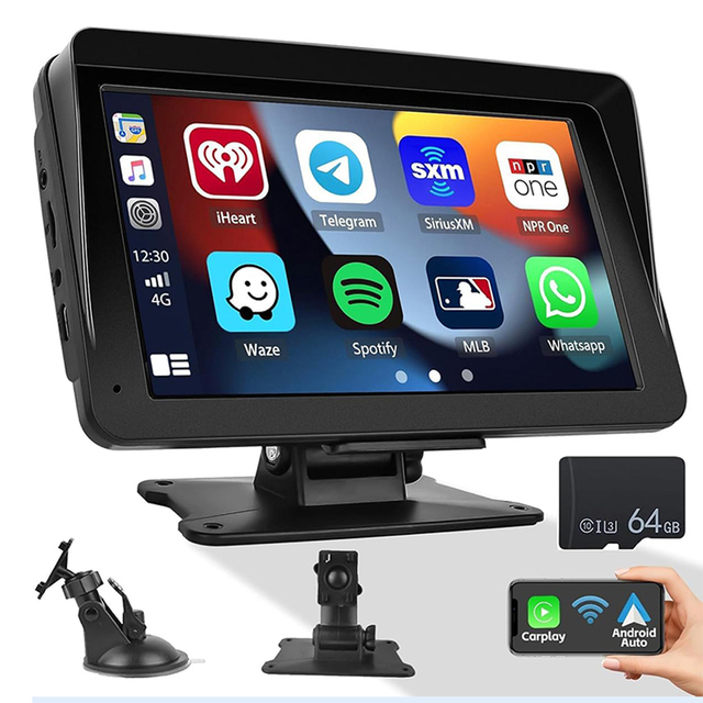 7 Inch Portable Carplay Universal Touch Screen Wireless Carplay Car Stereo Android Auto Radio Audio Multifunction Carplay