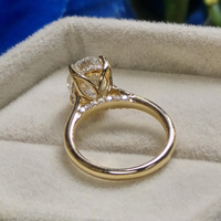 Bague de fiançailles en or massif 10K/14K/18K avec diamant de laboratoire ovale de 3 carats, halo dissimulé et pavé, certifiée IGI CVD/HPHT, personnalisable