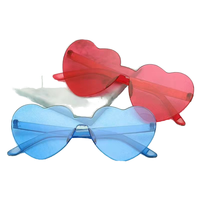 Lunettes de soleil pour femmes 2026, design de créateur, monture en PC sans bordure, forme de cœur, bleu, lunettes de soleil tendance et bon marché pour femmes 2026
