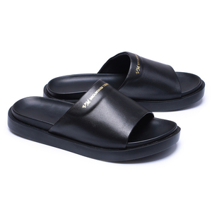 Tongs en cuir véritable pour hommes, collection été 2025, antidérapantes, <span class=keywords><strong>semelle</strong></span> souple, sandales de plage décontractées, claquettes d'extérieur, échantillon gratuit - Product Image 4