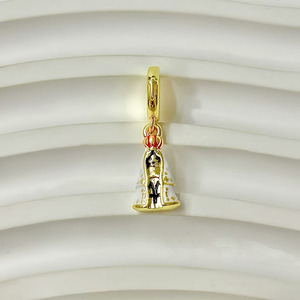 JS1888 Abalorios Colgantes de Nuestra Señora Virgen María Esmalte Chapado en Oro Estilo Europeo con Agujero Grande, Cuentas de Fianza PARA LA Fabricación de Pulseras de Cadena de Serpiente - Product Image 6