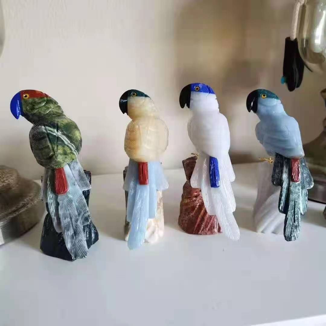 Оптовая продажа, Лидер продаж, ремесла для резьбы, красочные птицы-попугаи ручной работы с подставкой для украшения