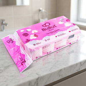 Papier toilette Bulut Aroma Rosa, 2 couches, écologique, doux, jetable, en pâte de bois vierge, rouleau standard, 8 rouleaux, lot de 5, parfumé UZ - Product Image 3