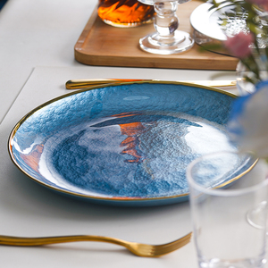 13 inch Vòng vàng rim dao kéo khay trái cây Phẳng Màu Xanh kính tấm vàng gọng sạc tấm - Product Image 6