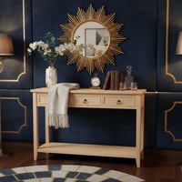Console en bois massif brun foncé avec 3 tiroirs de rangement, meuble d'entrée vintage pour couloir, armoire latérale pour salon, mobilier d'hôtel