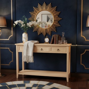 Rich Brown Solid Wood <strong>Console</strong> <strong>Table</strong> with 3 <strong>Storage</strong> Drawers Vintage Entryway Hallway Side Cabinet for Living Room Hotel Furniture - Product Image 2