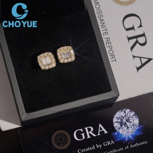 Hot Sale Baguette Cut Moissanite Stud <b>Earrings</b> Real 925 Silver Gold Plated Claw Setting Luxury Screw <b>Back</b> Stud <b>Earring</b> Jewelry - Product Image 5