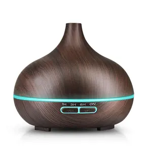 Remote Control Ultrasonic 550ml With Colourful Night Light Cool Mist Wood Grain Aroma Essential Oil Diffuser Air Humidifier