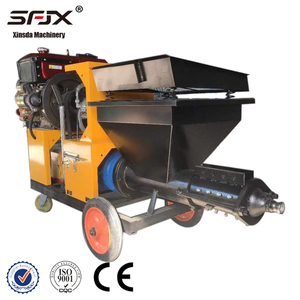 Machine à projeter du mortier diesel avec pompe et moteur, trémie de 100 L, équipement de construction jaune, moteur importé, garantie de 2 ans - Product Image 2