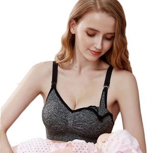 Soutien-gorge d'allaitement sans armatures pour femmes grandes tailles, sexy, avec nœud, sans couture, respirant, tricoté, à motif uni, en nylon, pour tous les jours - Product Image 1