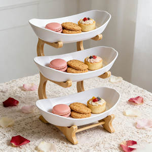 Prato de frutas com 3 camadas, cesta de frutas branca, bandeja PP com suporte para servir frutas, sobremesa, suporte para servir em casa - Product Image 3