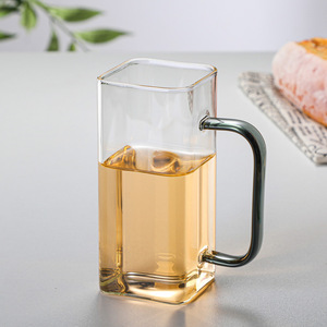 Offre Spéciale tasses à eau en verre borosilicaté de forme carrée pour café et thé au lait avec couvercle et <span class=keywords><strong>paille</strong></span> - Product Image 6