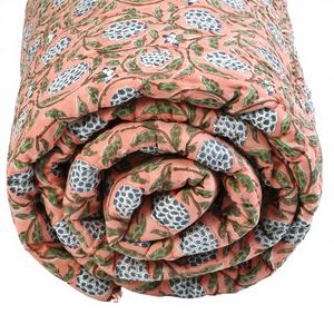 Indian Handmade Block Print <b>Quilted</b> <b>Throw</b> Blanket Cotton Home Hotel Use Luxury Oversized Bedding Coverlet Return Gift for Guests - Product Image 3