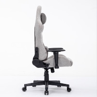 Chaise de jeu inclinable en tissu gris d'ordinateur ergonomique robuste Chaise de jeu à appui-tête magnétique