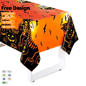 Nhà máy tùy chỉnh không thấm nước tái sử dụng nhựa bảng Bìa khủng khiếp Halloween trang trí Khăn trải bàn - Product Image 1