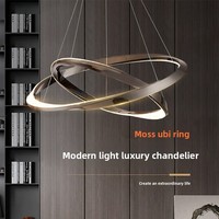 Lustre LED en aluminium de luxe, design en forme d'anneau, luminaire suspendu moderne et simple, salon, restaurant, chambre à coucher, décoration d'intérieur