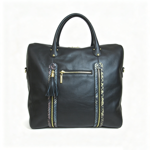 Women <b>Large</b> Capacity Top Handle Handbag Print Trim Tassel Zipper Detachable Strap Office <b>Work</b> Shoulder <b>Bag</b> - Product Image 1