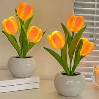 Lampu Bunga Tulip Buatan USB LED Lampu Malam Pot Bunga Lampu Meja Dekorasi Rumah Kamar Tidur Pesta Hadiah