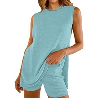 Nouvel ensemble de vêtements d'été pour femmes, haut sans manches en tricot ample, short décontracté, pull en deux pièces