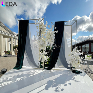 LEDA Modern Large silver square Arch <b>Stand</b> set for Wedding Event Party <b>Backdrop</b> Decoration - Product Image 1