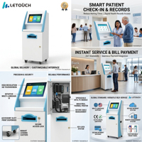 Terminal Táctil LCD de 19/22 Pulgadas con Impresión, Quiosco de Autoservicio, SDK, Lector de Códigos de Barras, Soluciones de Pago para Bancos, Hospitales y Gobierno