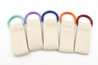 DIY Mini Custom Blank Plain Kleine Leinwand Stoff Namensschild Aufbügeln Stickerei Patch Schlüssel ring Schlüssel halter Schlüssel bund mit O-Ring