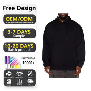 Logotipo personalizado de alta calidad 400G 100% algodón de peso pesado de lana en blanco negro de gran tamaño de talla grande sudaderas con capucha para hombre - Product Image 1