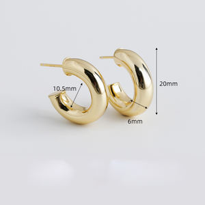 Vintage 925 ayar gümüş basit kadınlar C şekli Hoop küpe takı kadın doğum günü hediyeleri - Product Image 5